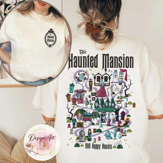 2-sided The Haunted Mansion shirt, 999 Happy Haunts Disneyland Halloween shirt, Disney Halloween shirt