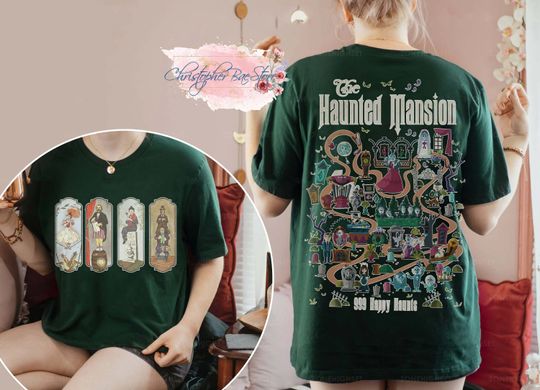 Vintage Haunted Mansion  Color Shirt, The Haunted Mansion Map,  Disneyland Halloween Shirt