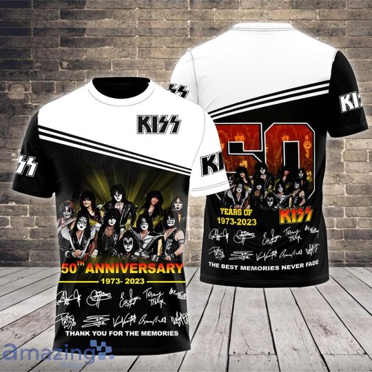 Kiss Band 50th Anniversary 1973-2023 Signature 3D T-Shirt, KISS Band Shirt