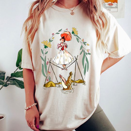 Vintage Disney Flower Tightrope Walker  Color Shirt, Retro Tightrope Girl Haunted Mansion  T-Shirt
