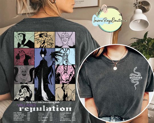 Disney Villains Reputation Shirt, Bad Witches Club Shirt, Villain Characters