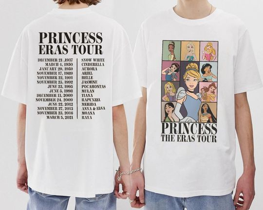 Disney Princess Eras Tour Date Shirt, Disney Princess Shirt, TS Merch