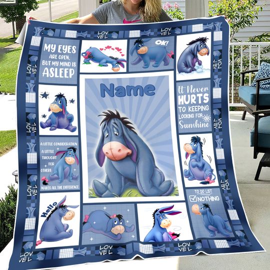 Personalized Eeyore Blanket Winnie Pooh Eeyore Fleece Blanket