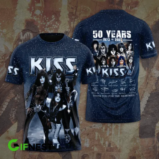 Kiss Band 50th Anniversary 1973-2023 Signature T-Shirt