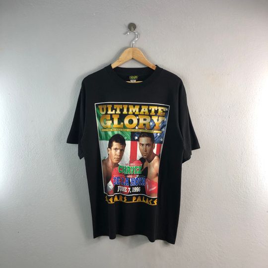 Vintage 90s Ultimate Glory Julio Cesar Chavez VS Oscar De La Hoya shirt