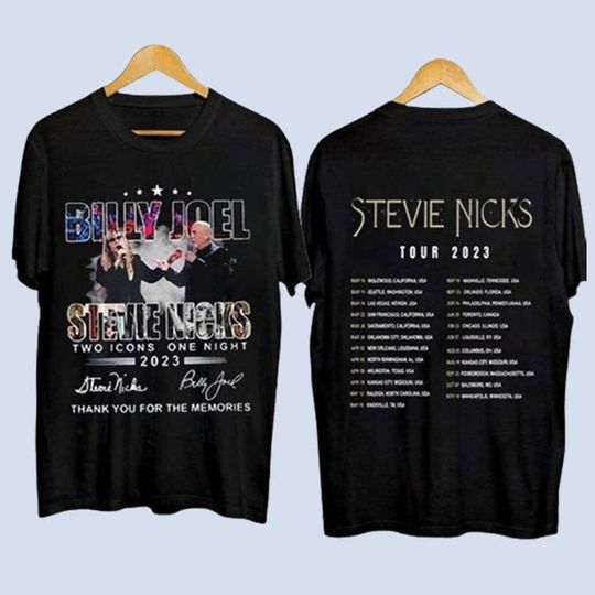 Discover Billy Joel T-Shirt 2023 Stevie Nick Two Icons One Night Shirt,Billy Joel T-shirt