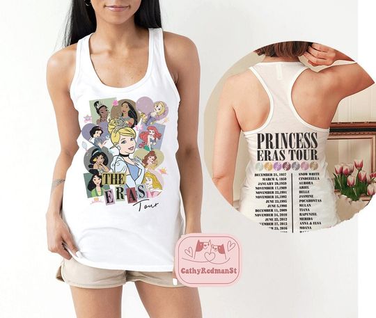Two-Sided Disney Princess Eras Tour Tanks, Disney Princess Tank top