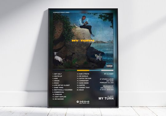 Lil Baby Poster, Poster cover album My Turn, rap album cover poster
