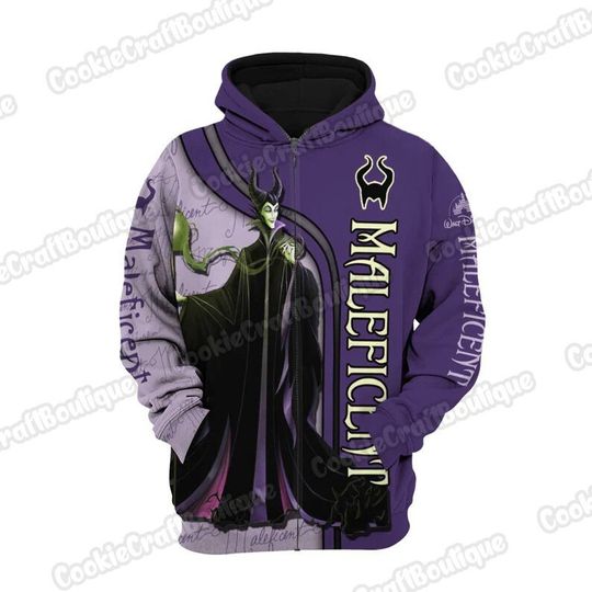 Discover Maleficent Hoodie, Disney Maleficent Shirt, Maleficent 3D Zip Hoodie