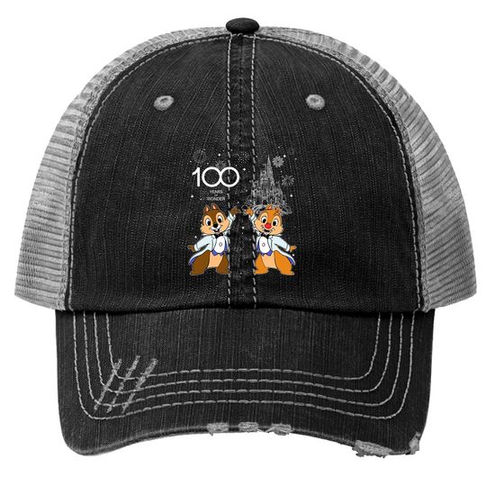 Disney Chip And Dale Couple Characters Trucker Hats, 100 Years of Wonder Trucker Hats