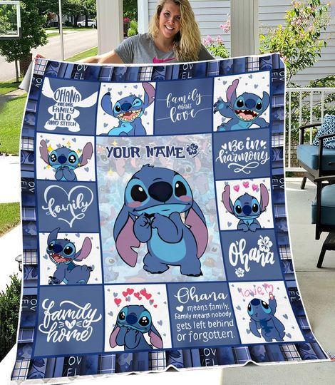 Discover Personalized Stitch and Lilo Blanket, Cute Stitch Fleece Blanket