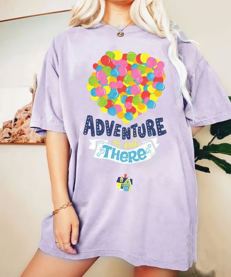 Adventure Is Out There Color Shirt, Pixar Up Unisex T-Shirt, Up House Balloons Shirt, Carl And Ellie Shirt, Disney Family Matching.