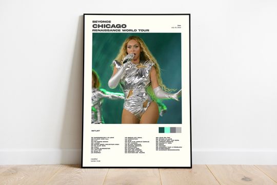 Discover Beyonce Chicago, IL Night 2 Renaissance World Tour Setlist Poster