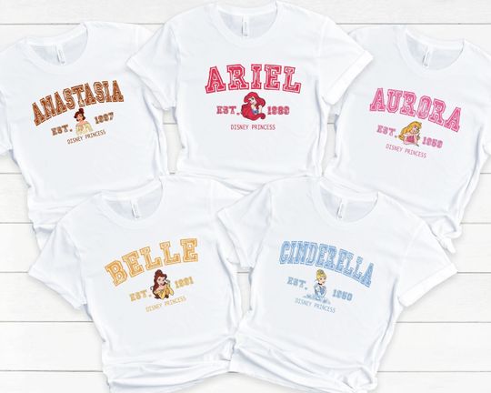 Disney Princess Est Shirt, Princess Arial Cinde Belle Anastasia Aurora Shirt, Disney Family Shirt,Cute Disney Shirt