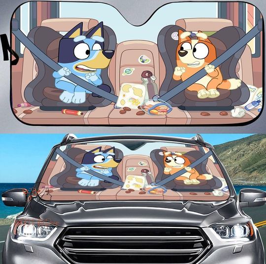 BlueyDad Auto Sunshade Car, Cartoon Auto Sunshade, BlueyDad Car Sunshade
