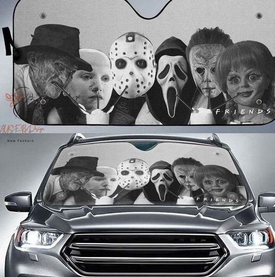 Horror Killer Characters Car Sunshade, Scary Movie Auto Sunshade