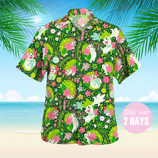 Discover Shaymin PKM Hawaiian Shirt, Soft Hawaii Shirt, 3D Hawaiian Aloha Shirt Summer Beach Shirt