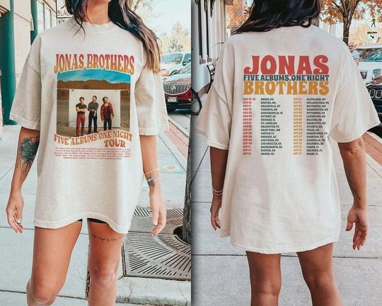 Vintage Jonas Brothers Shirt, Jonas Brothers Five Albums One Night Tour Shirt
