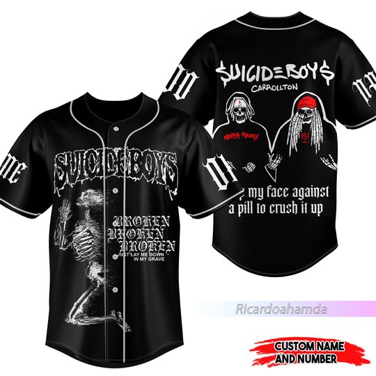Custom Suicideboy 2023 Tour Baseball Jersey, Suicideboy Grey Day 2023 Tour Shirt