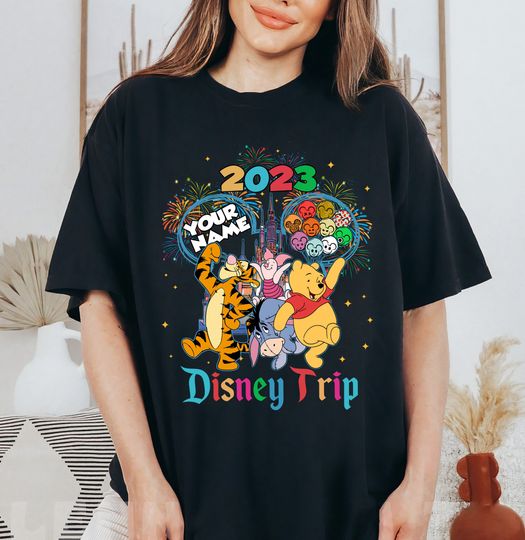 Custom Name Winnie The Pooh Disney Trip 2023 Shirt, Disneyland Magic Kingdom Shirt