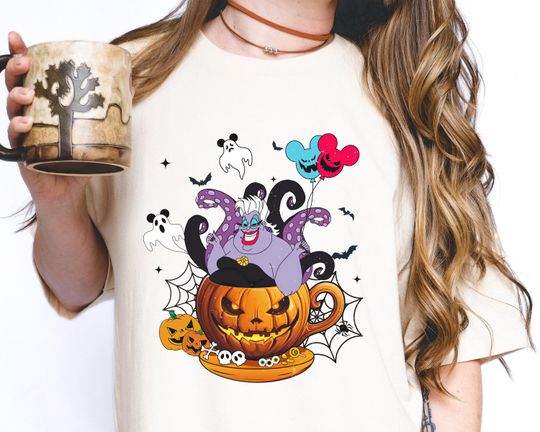 Vintage Ursula Cup Halloween Shirt, Disney Villians Shirt Disney Halloween Shirt