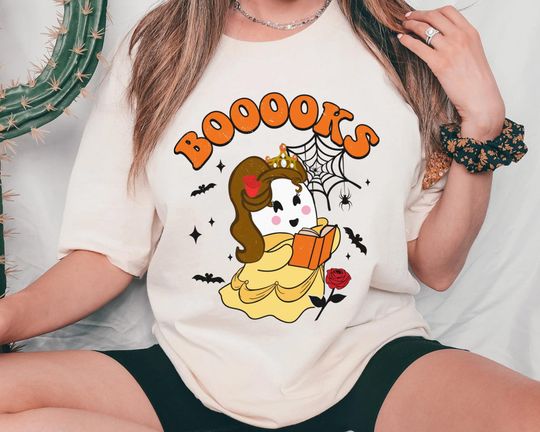 Belle Princess Boo Reading Books Shirt, Disney Halloween Shirt