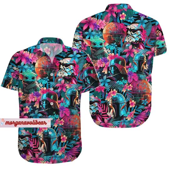Star Wars Shirt, Star Wars Hawaiian Shirt, Baby Yoda Tropical Shirt, Hawaiian Aloha Shirt