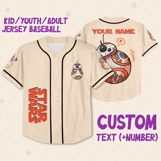 Personalize Star Wars BB8 Chibi Style Custom Disney Baseball Jersey