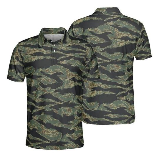 Jungle Tiger Stripe Camo Performance Golf Polo