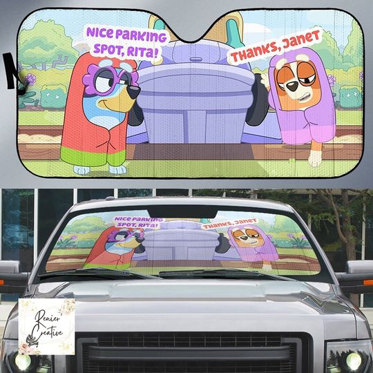 Nice Parking Spot Rita BlueyDad Dad Car Sunshade, BlueyDad Dad Car Shade
