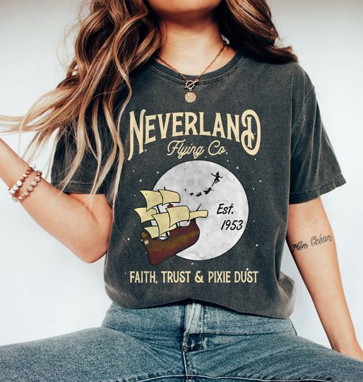 Retro Disney Peter Pan Shirt, Neverland Flying Co Faith Trust & Pixie Dust Est 1953 Shirt