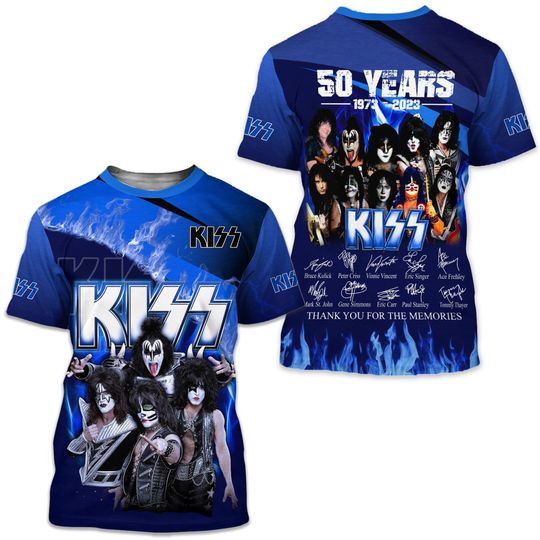 Kiss Band 50th Anniversary 1973-2023 Signature 3D T-Shirt
