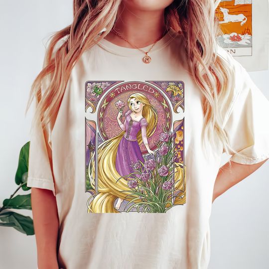 Vintage Disney Tangled Rapunzel Floral Shirt, Disney Princess Shirt, Retro Princess Rapunzel Flynn Rider, Lost Princess Shirt