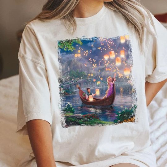 Vintage Disney Tangled Rapunzel Floral  Color Shirt, Retro Disney Princess Shirt, Princess Rapunzel Flynn Rider, Lost Princess Shirt