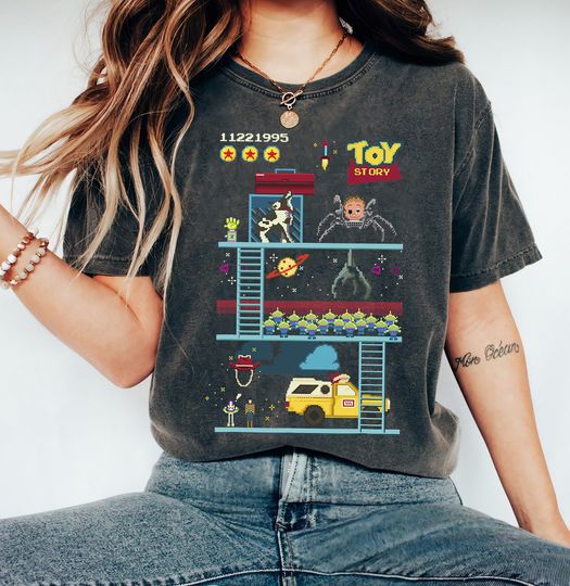 Disney Pixar Toy Story 8-Bit Video Game Scene T-Shirt, Toy Story Shirt