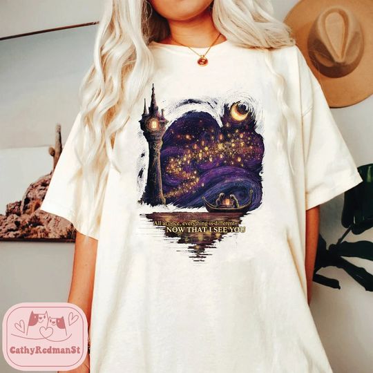 Vintage Rapunzel and Flynn  Shirt, Everything is different now that I see you, Tangled Shirt, Disney Couple Shirt