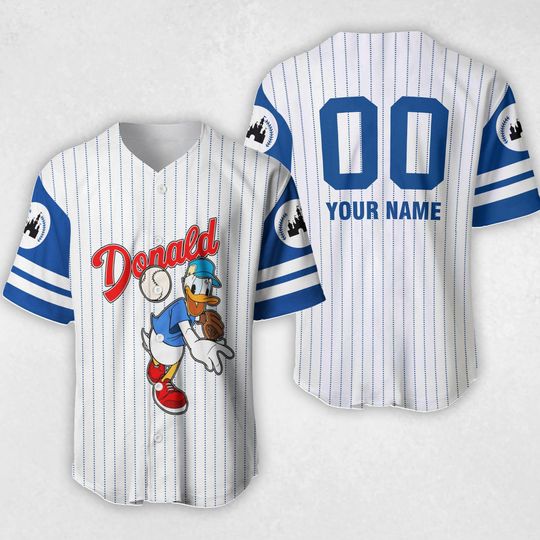 Donald Duck Personalized Name Number Baseball Jersey, Disney Donald Duck Jersey