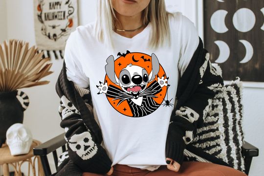 Stitch Jack Skellington Shirt, Disney Halloween Shirt