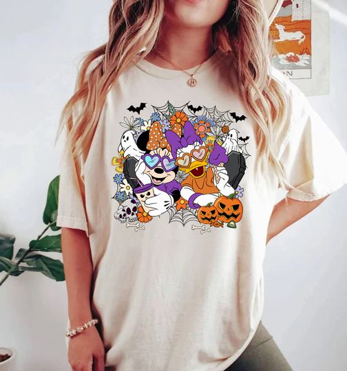 Retro Minnie and Daisy Face Halloween Shirt, Friends Minnie and Daisy Shirt, Disney Minnie Daisy Halloween Shirt