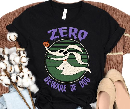 Disney The Nightmare Before Christmas Zero Pumpkin Shirt, Retro Zero Beware of Dog Halloween