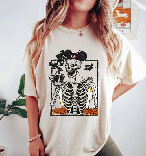 Mickey Skeleton Coffee  Shirt, Skeleton Mickey Shirt, Disney Spooky Shirt