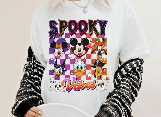 Disney Vintage 90S Mickey And Friends Halloween Shirt, Trick Or Treat, Spooky Vibes