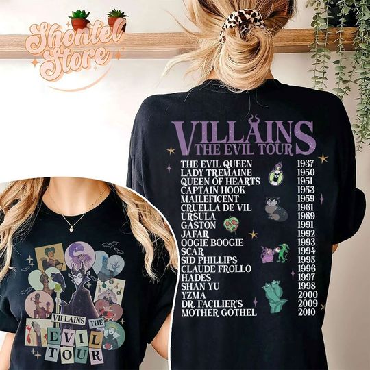 Villains Evil Tour Shirt, Vintage Disney Villains Evil, Disney Villains Characters Concert Music Shirt