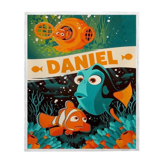 Personalized Finding Nemo Blanket, Disney Character Blanket, Nemo And Dory Velveteen Blanket