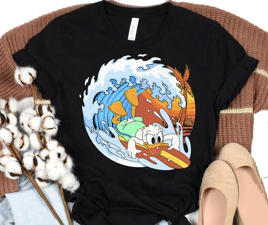 Disney Mickey and Friends Donald Duck Surfing T-Shirt, Cute Donald Duck Shirt