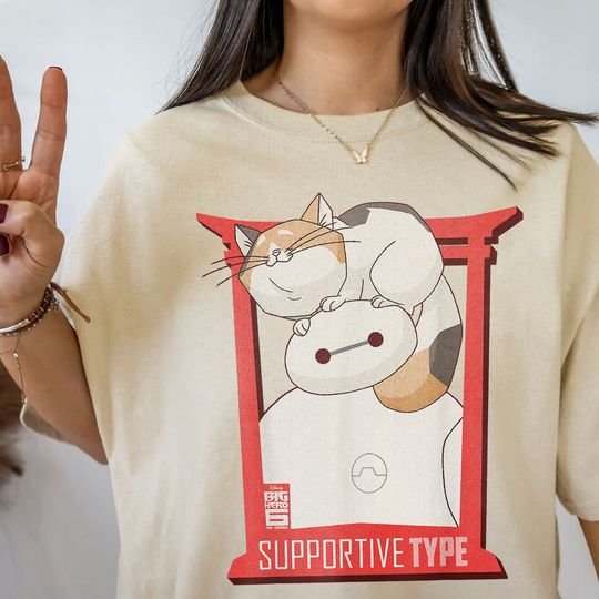 Disney Big Hero 6 TV Series Baymax and Cat Graphic T-Shirt