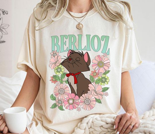 Berlioz Floral Retro Shirt, Disney The Aristocats T-shirt