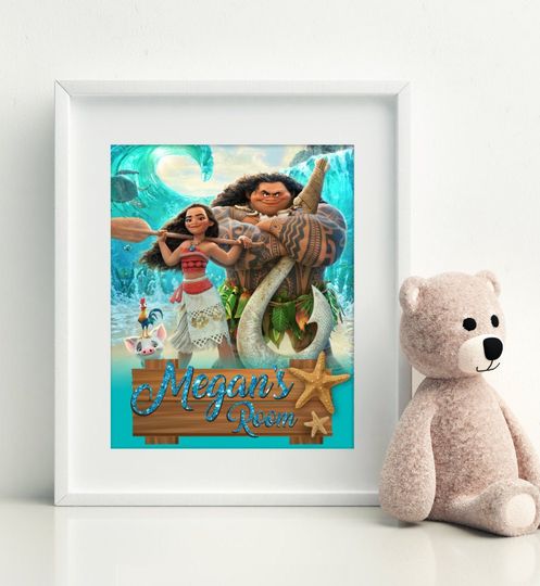 Disney Princess Moana Print, Moana Printable, Moana Wall Art, Moana Digital Print, Customizable Wall Art, Princess Wall Art, Moana Print