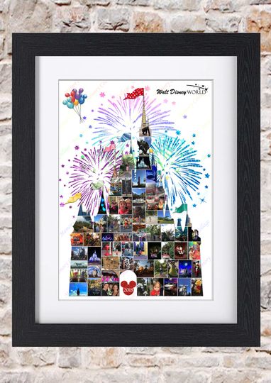 Cinderellas Castle Fireworks Disney Photo Collage Wall Art Home Decor Digital Printable