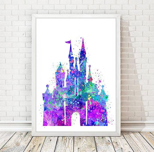 Disney Castle Disney Art Print Cinde Princess Castle Print Nursery Baby Girl Boy Wall Art Poster Wedding Gift Children Sale item A44